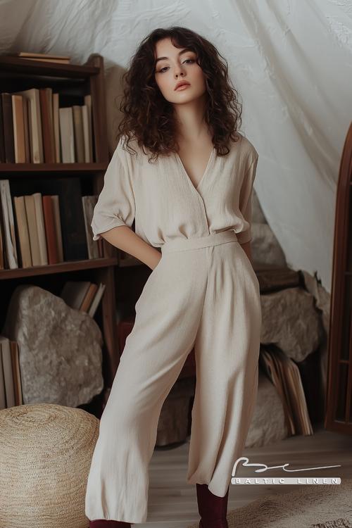 Eco-Friendly Fashion: Beautiful Linen Blouse Near Carnac Stones